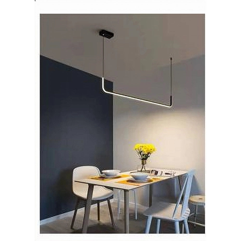 Trade Shop - Lampadario Sospensione 21w Lineare Orizzontale Minimal Moderno Nero Luce Led 50445 -
