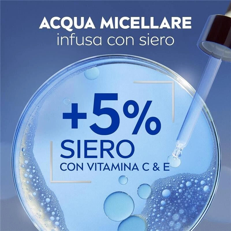 NIVEA ACQUA MICELLARE SKIN GLOW 400 ML STRUCCANTE VISO E OCCHI CON 5% SIERO NO RISCIACQUO PER PELLI SPENTE E SENSIBILI