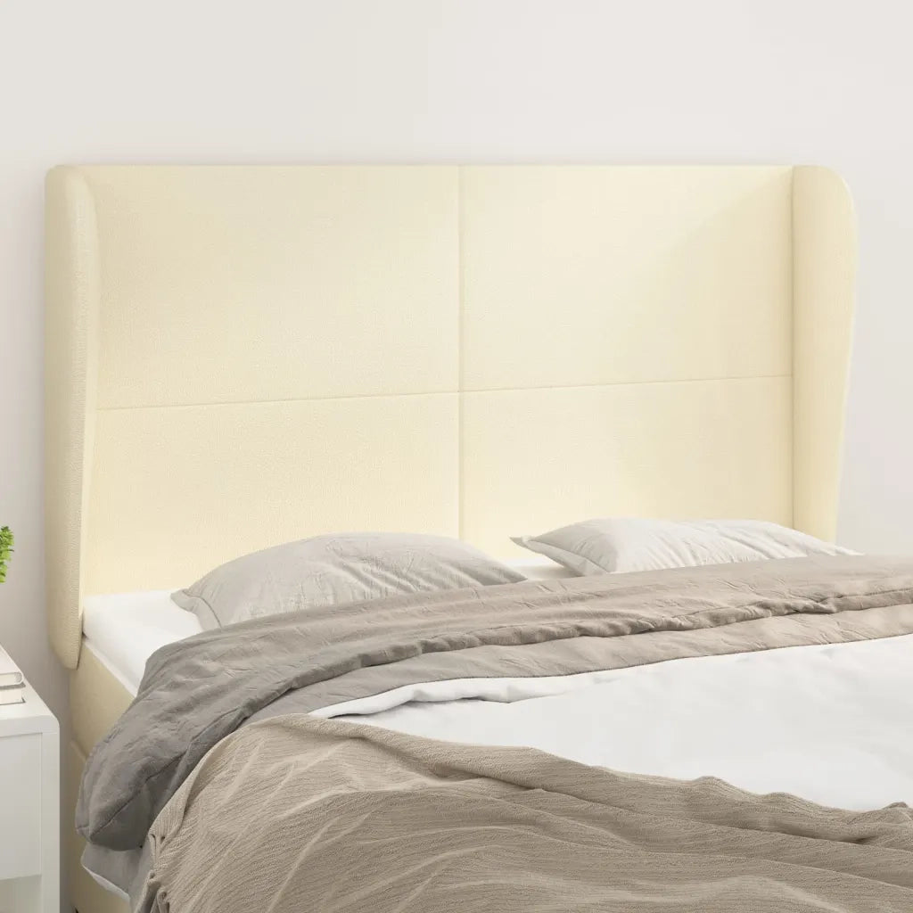 Testiera ad Orecchio-Testata con Orecchie Crema 147x23x118/128 cm in Similpelle