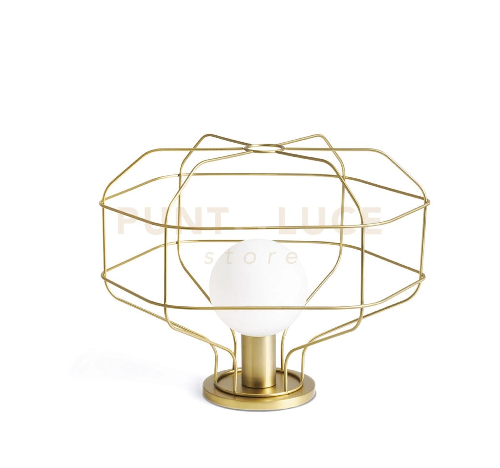 WIRE LAMPADA DA TAVOLO GABBIA ORO 1 LUCE ATTACCO G9 DIMMER SUL CAVO H.30,2CM