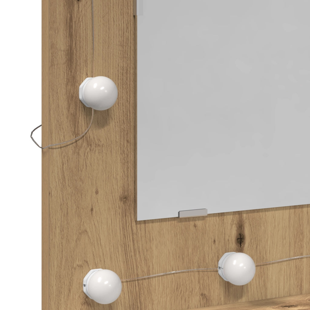 Toeletta con specchio Rovere artigianale MDF, Vetro
