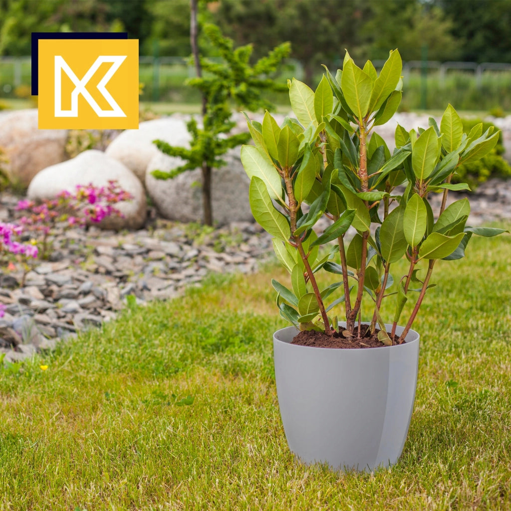 Vaso da fiori KADAX, fioriera, coperchio, 28 cm, supporto per fiori, plastica grigia, 3 pezzi.