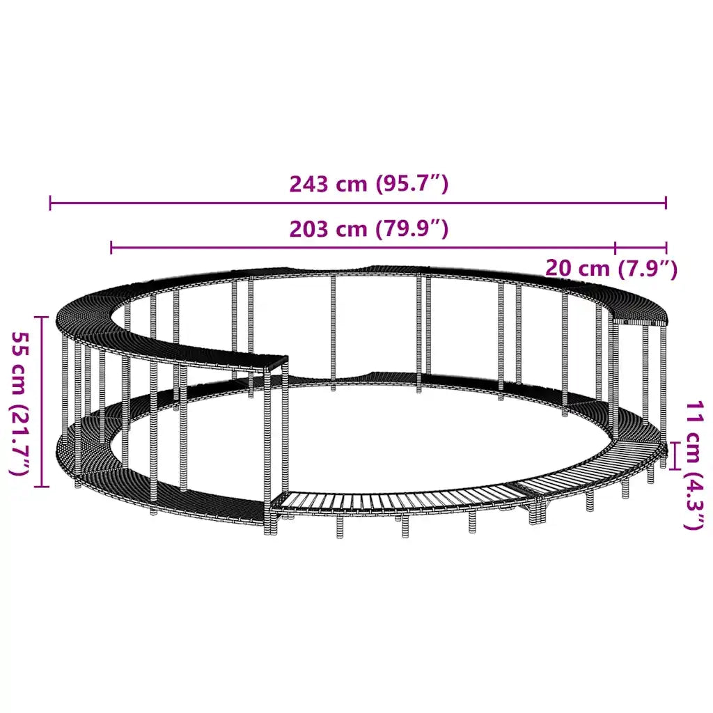 Bordo per Vasca da Spa con Portaoggetti&Gradino Polyrattan Nero CFW5826697