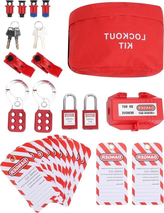 Kit di sicurezza per interruzione di alimentazione elettrica - Set di serrature di sicurezza per industria - Serrature da appendere e cavi - Kit di conformità con hasp - Medio - Modello: Medium - Codice prodotto:  - Serie: Allecto Plus