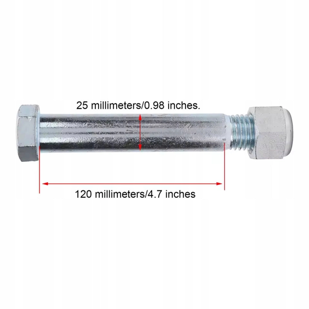 Perno di Montaggio 25x120 mm per Miniescavatori 1–2T – Acciaio Zincato con Filettatura e Dado