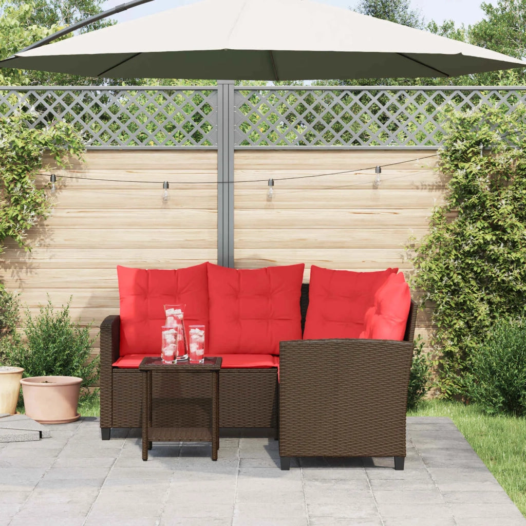 Set di divani da esterno 2 pcs Marrone e Rosso polyrattan