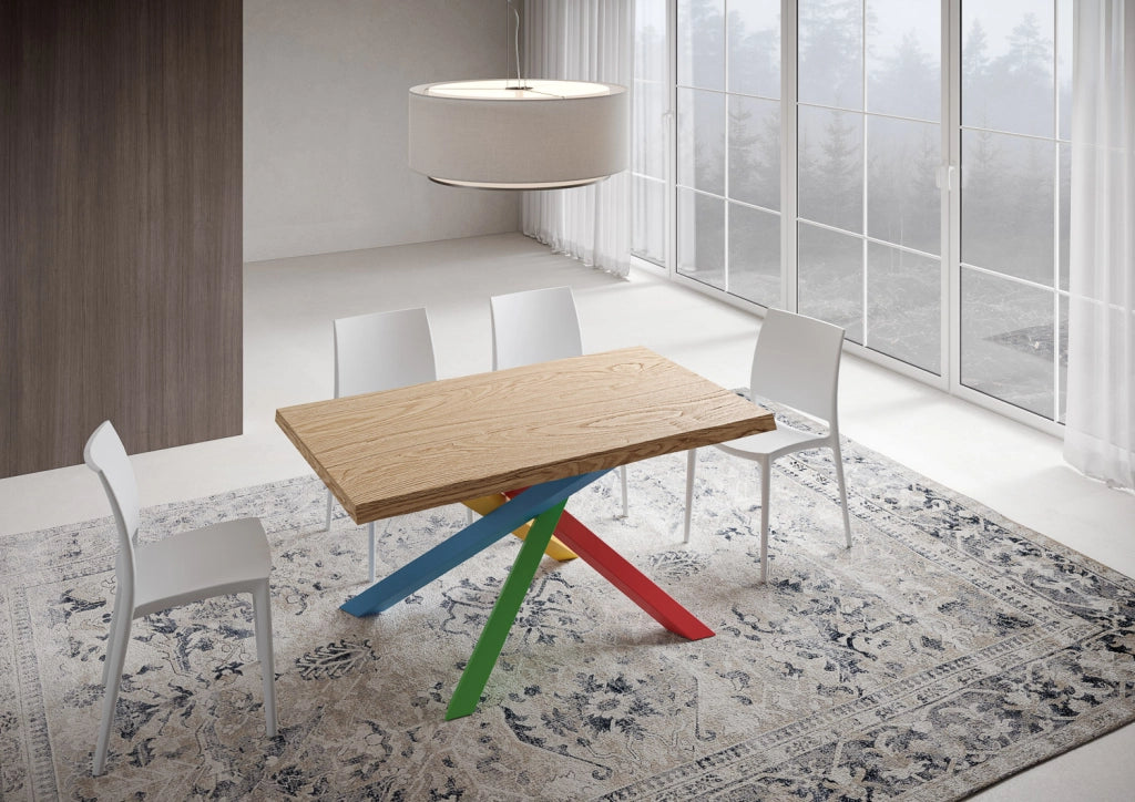 Tavolo Fisso 140x90 cm Versalux Rovere Scortecciato Gambe Multicolore 4/B