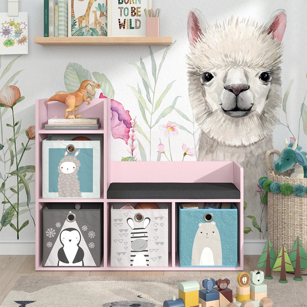 Vicco Libreria bambini rosa 107.2 x 88.6 cm con 2 scatole pieghevoli (grigio)