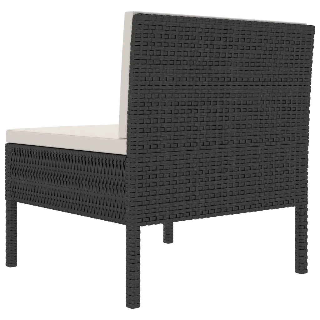 Sedie da Giardino 3 pz | Sedie da Esterno con Cuscini in Polyrattan Nere