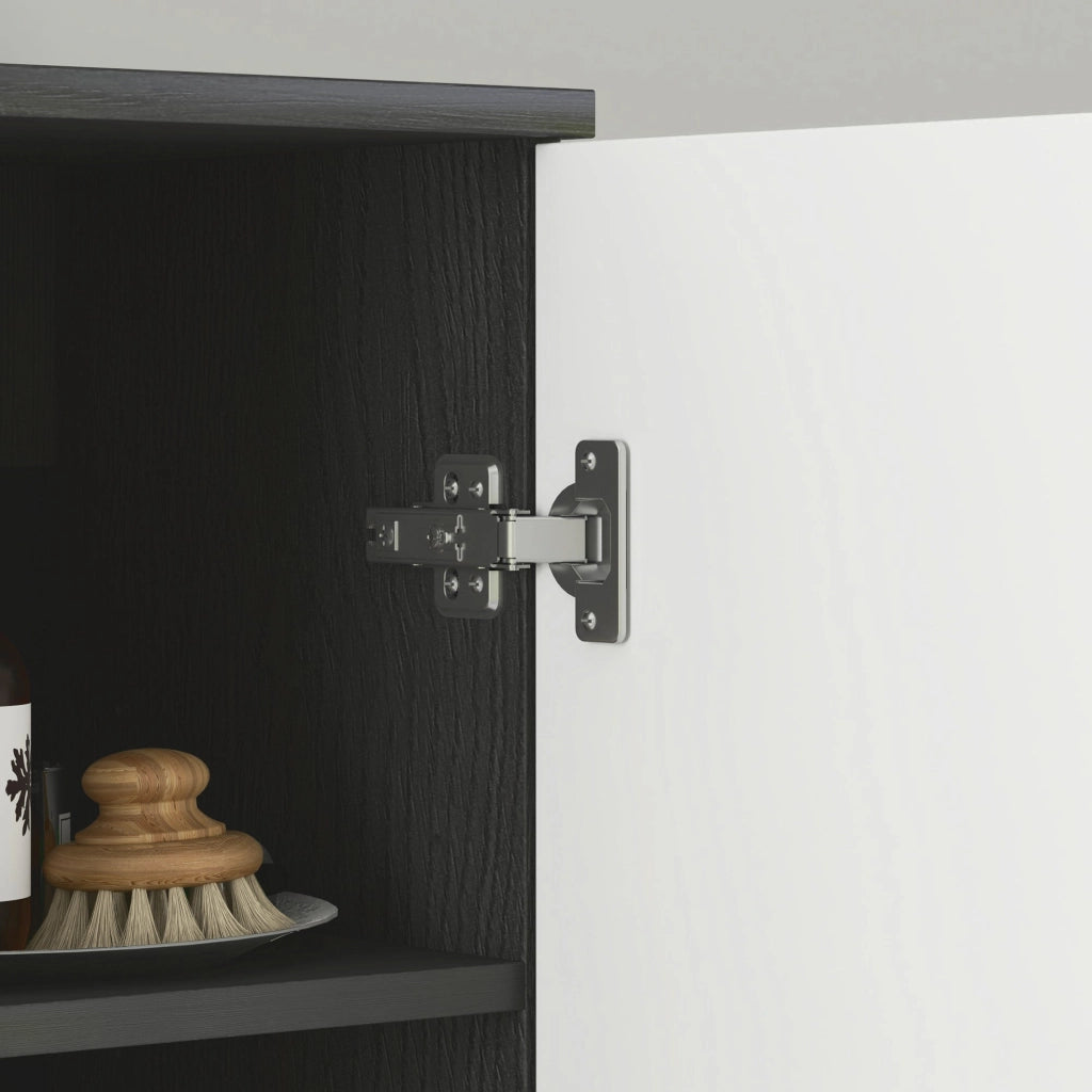 Mobile a Colonna da Bagno Salvaspazio con 2 Armadietti e Cassetto 30x28x180 cm Nero e Bianco