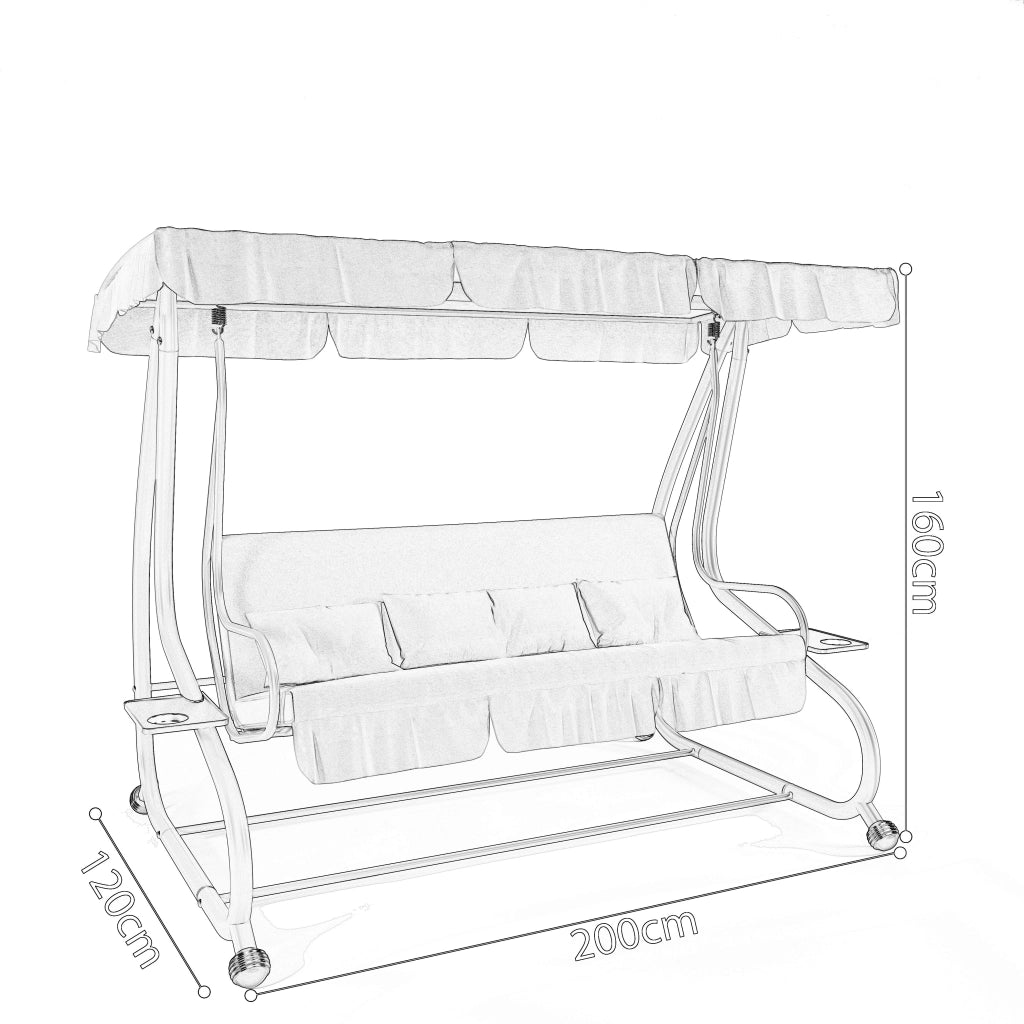Dondolo Da Giardino 3 Posti Schienale Regolabile Tetto Ombreggiante Cuscinatura Comfort Imbottita Convertibile In Letto Per Esterno Balcone Patio 200 x 120 x 160 Cm Verde E Bianco