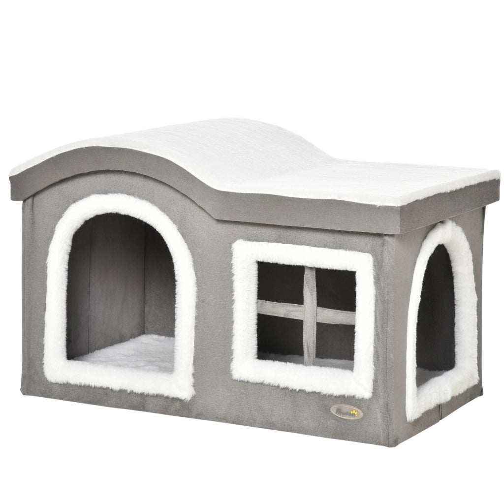 Casetta per Gatti ¨C zephmum ¨C Grigio 63.5x37x40cm con Cuscino