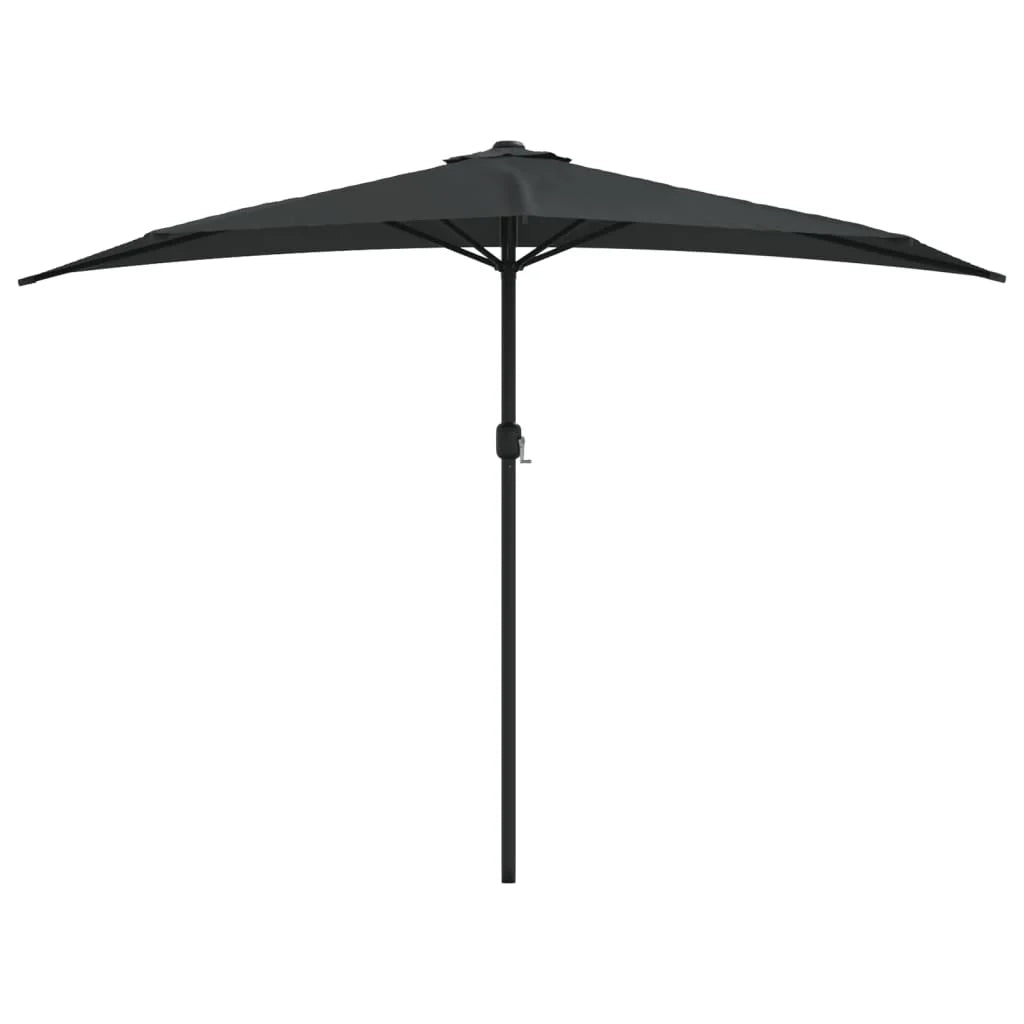 Ombrellone da balcone con palo in alluminio 300 x 150 x 253 cm metà nero 02_0008303