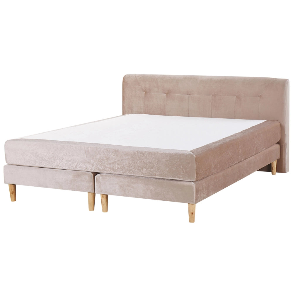 Letto in velluto beige tappezzeria 180 x 200 cm Continental con testiera del materasso a molle
