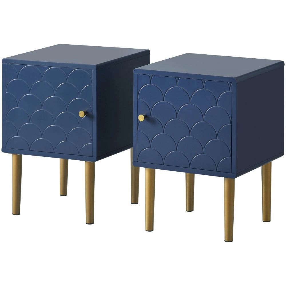 Tavolino da notte blu navy - Xylo - Set da 2 per camera