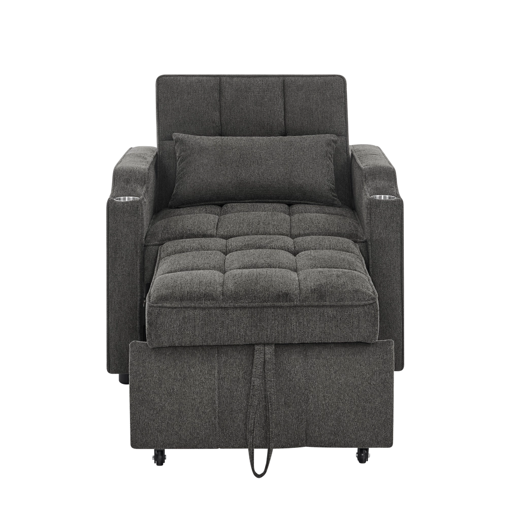 Divano Letto 3 in 1 con Funzione USB ¨C MINIMAL ¨C Grigio, Trasformabile