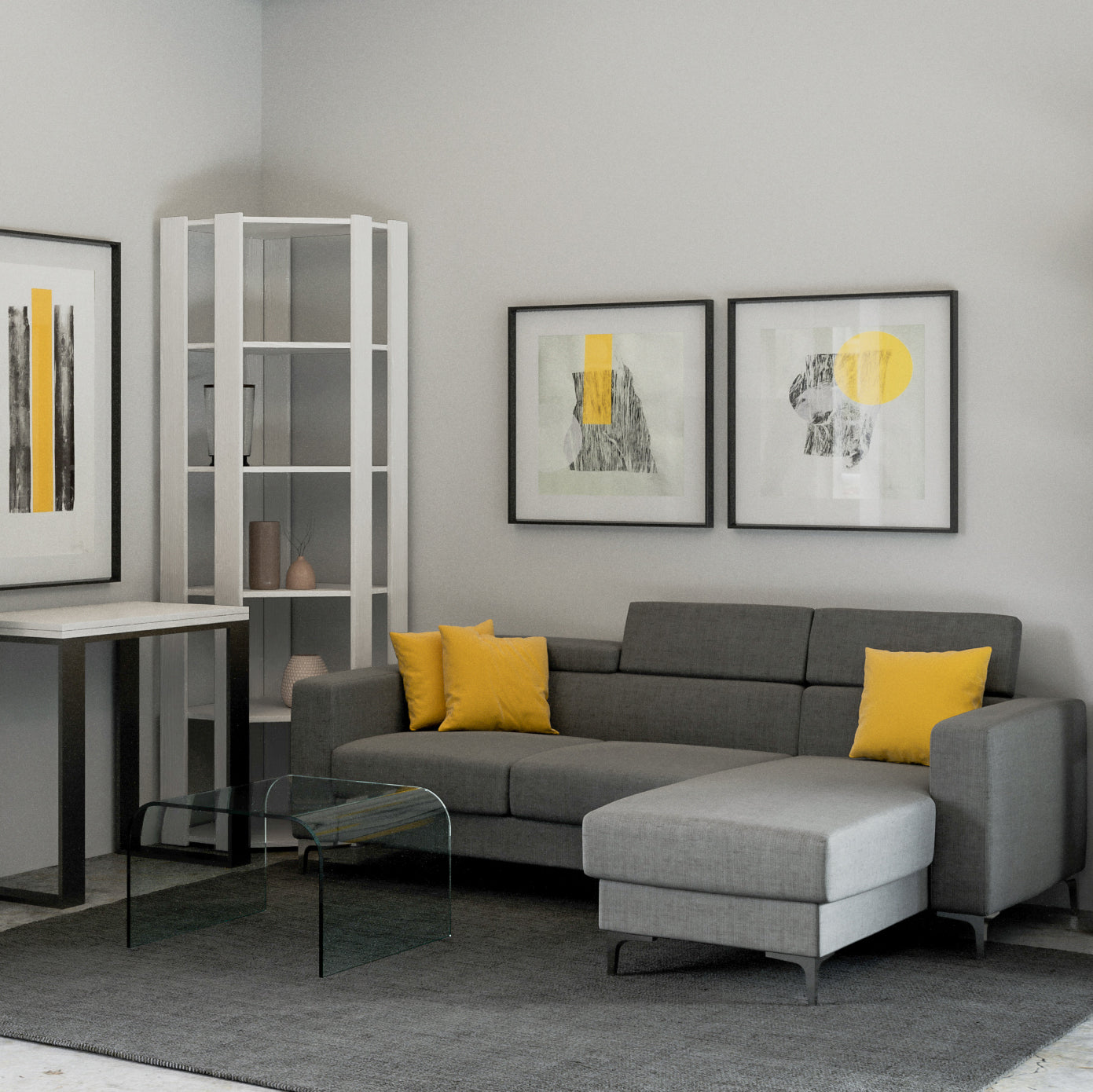 Libreria Angolare Moderna 5 Ripiani 60,3x60,3x205 cm in nobilitato Bianco