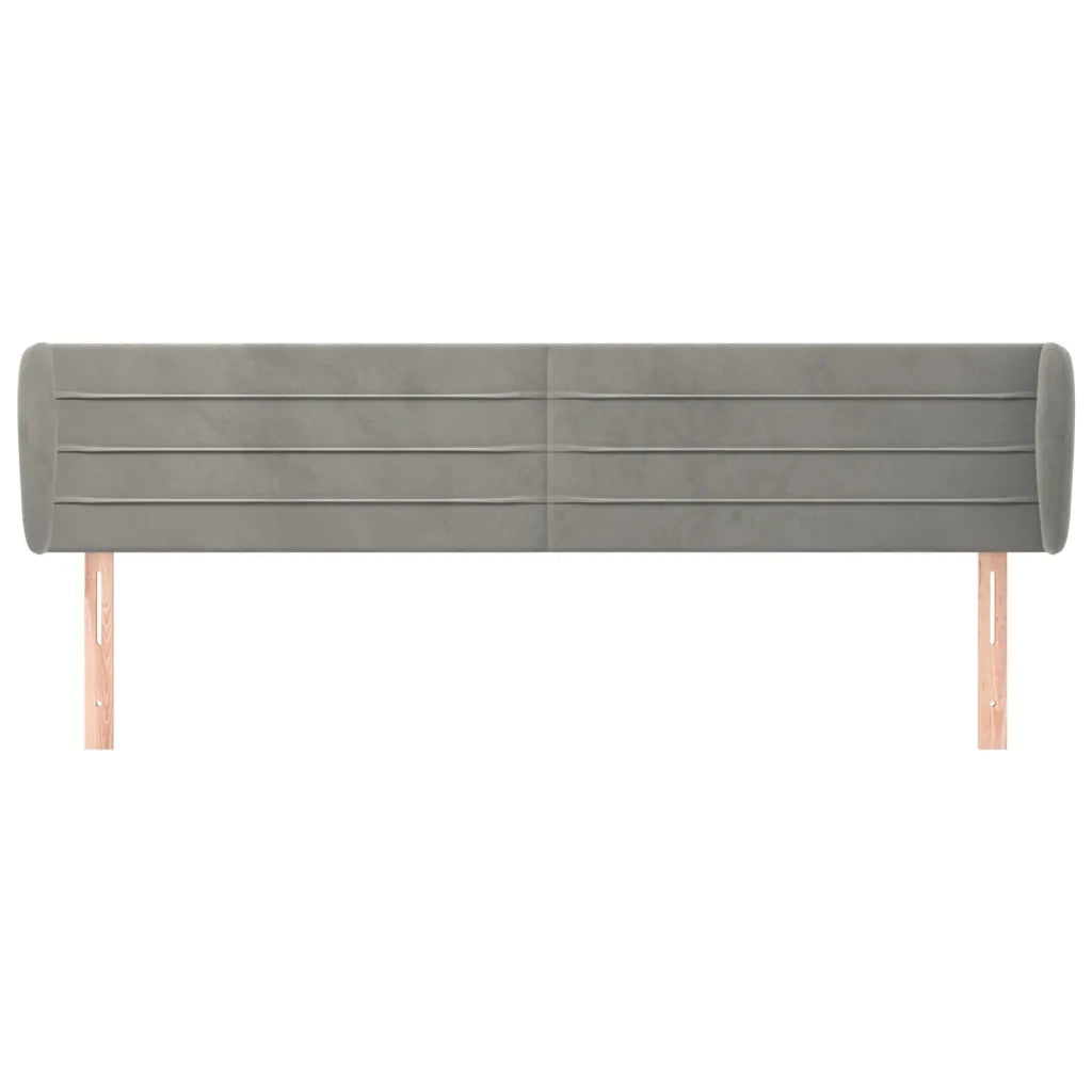 Testiera | Testata ad Orecchio Grigio Chiaro 203x23x78/88 cm in Velluto