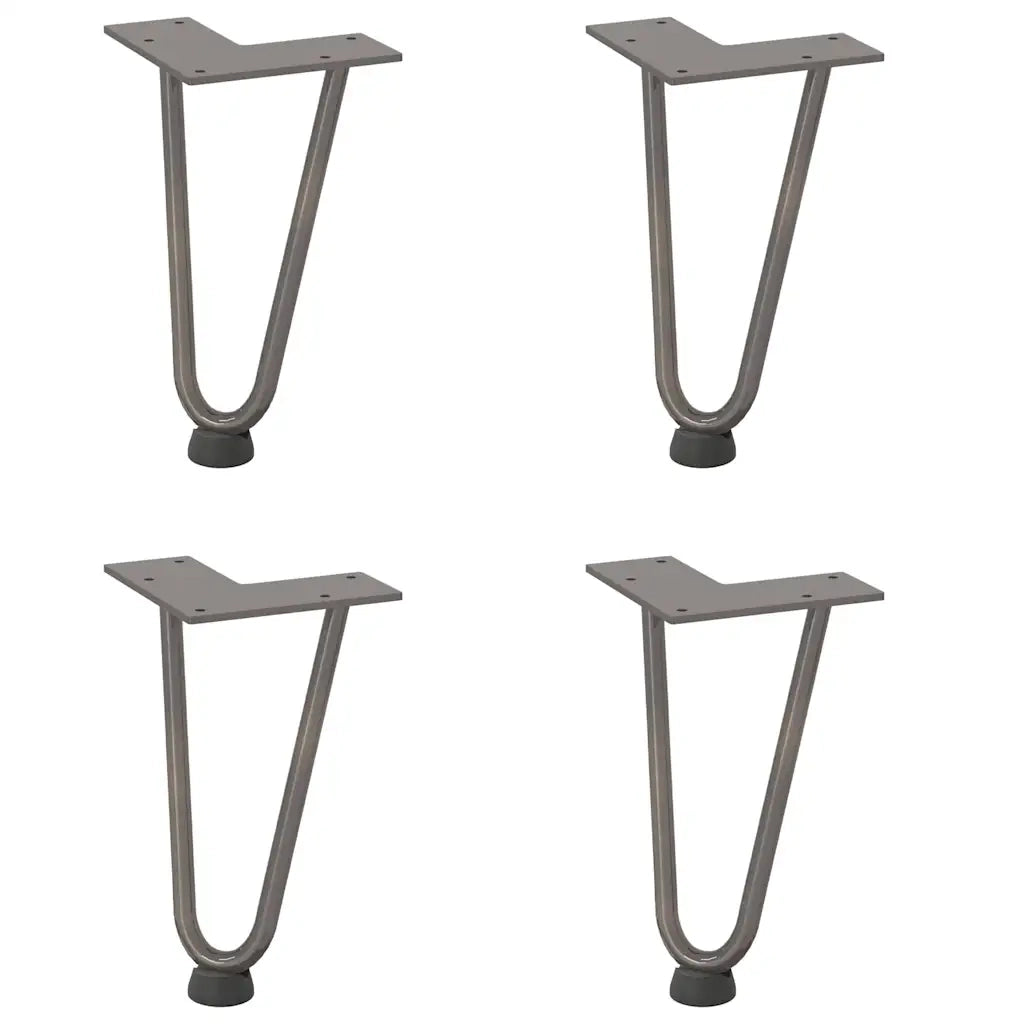 Gambe a forcina per tavolino 4 pz | Piede del tavolo in acciaio naturale 20 cm in acciaio massiccio