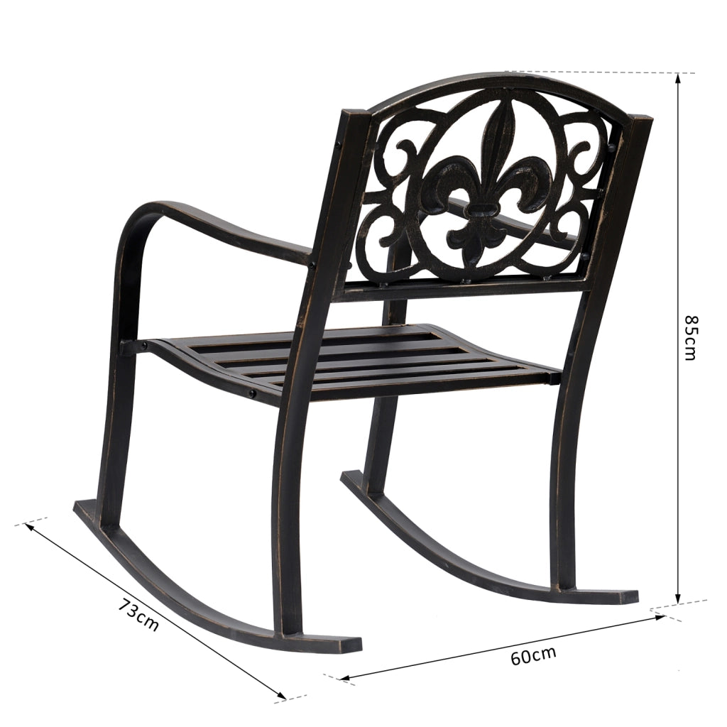 Poltrona dondolo da giardino in metallo ¨C zephmum ¨C bronzo 60x73x85 cm
