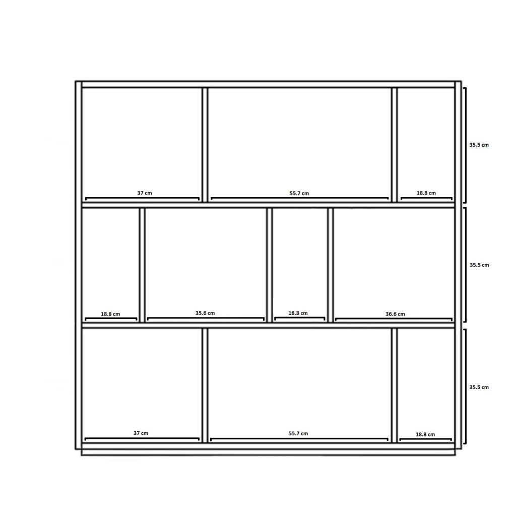 Libreria Herdasa effetto rovere e grafite 117x119x32