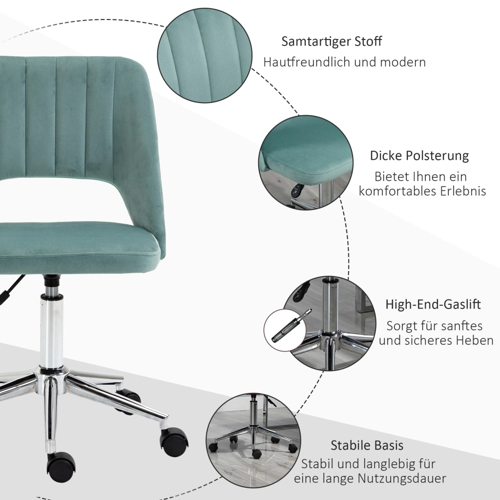 Sedia da ufficio ergonomica girevole con altezza regolabile e ruote 360 gradi in poliestere verde