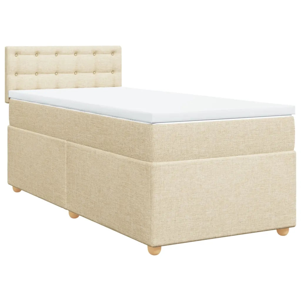 vidaXL Giroletto a Molle con Materasso Crema 90x190 cm in Tessuto