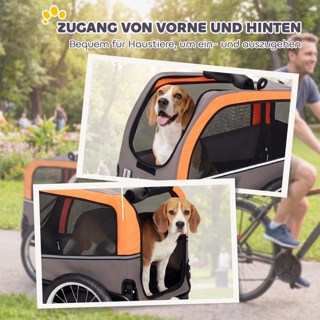 Trasportino per Cani Pieghevole per Bicicletta con Riflettori ¨C zephmum ¨C Arancione
