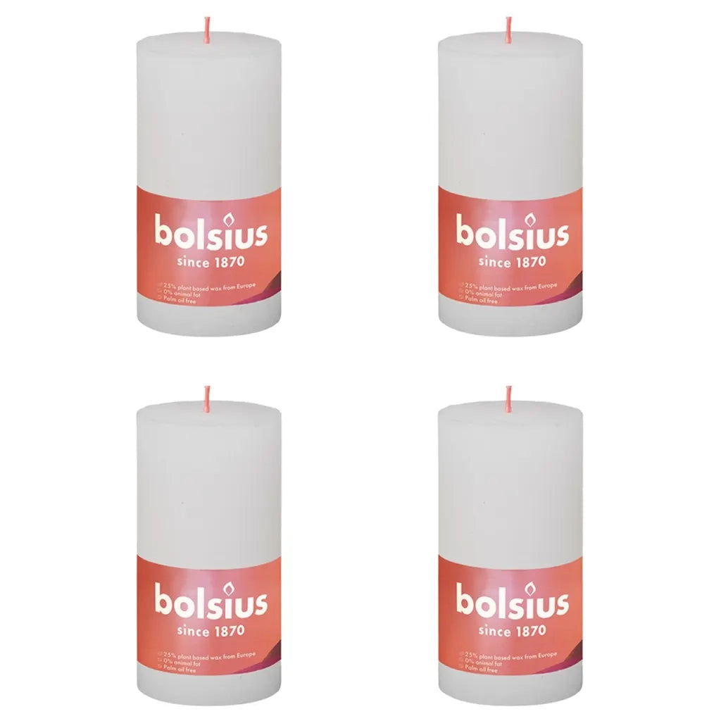 Bolsius Candele Rustiche a Colonna Shine 4 pz 130x68 mm Bianco Nuvolacod mxl 95975