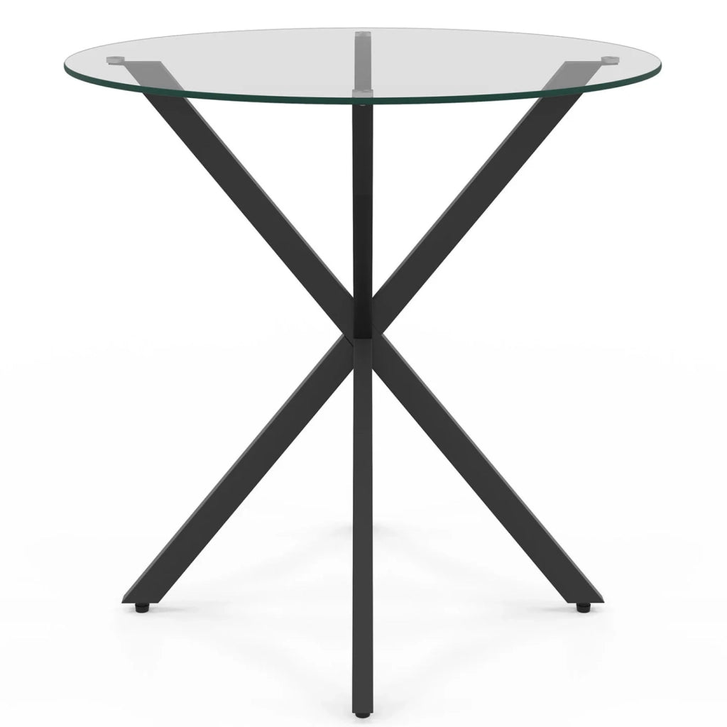 IDMarket - Tavolo da pranzo rotondo per 4 persone ALIX con gamba a ragno nera e piano in vetro da 80 cm