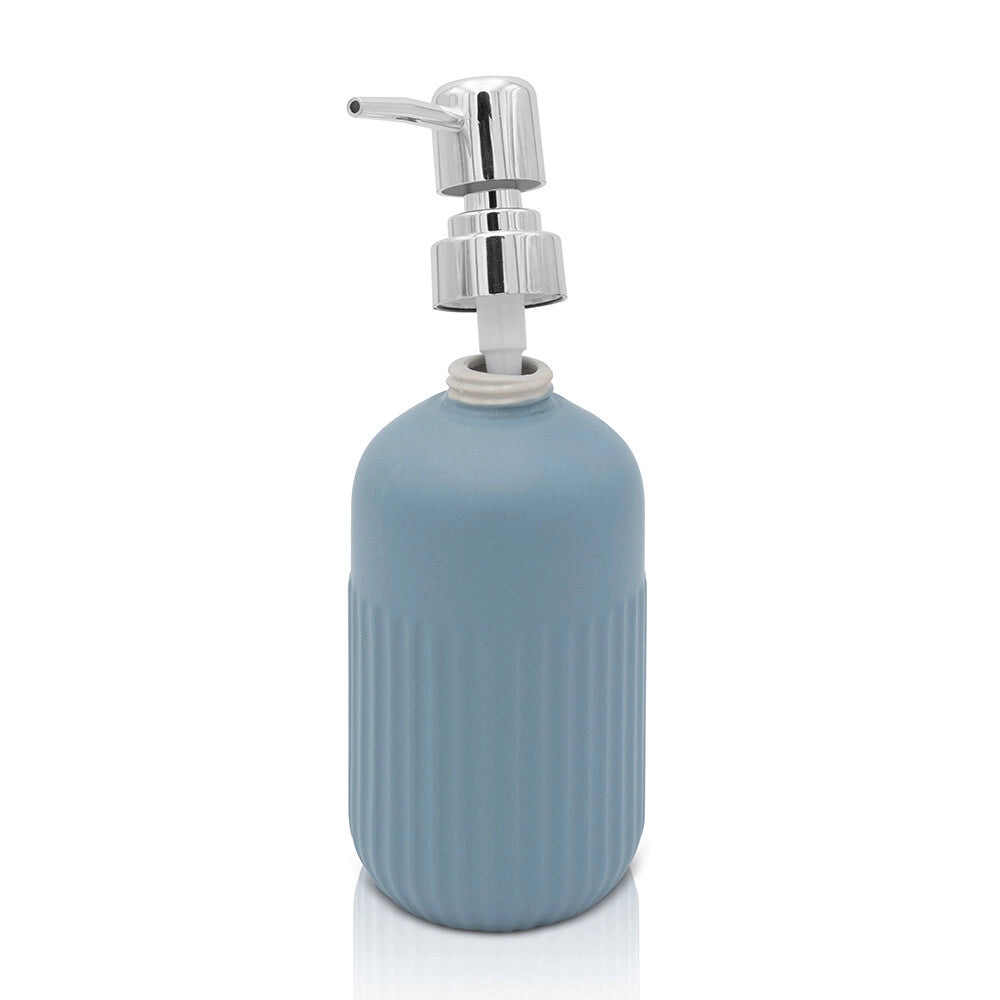 Set accessori bagno in ceramica turchese opaca con dispenser sapone e due portaspazzolini Cup
