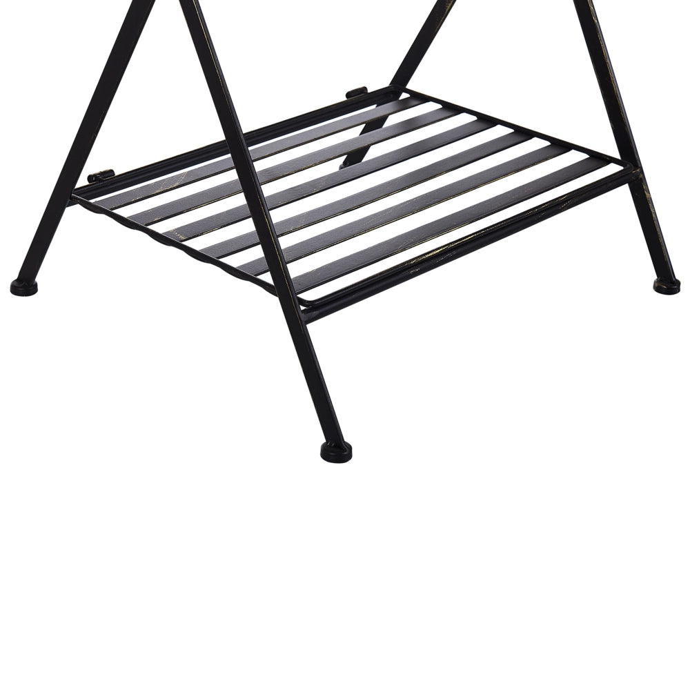 Tavolino in metallo Nero 40 x 35 cm ripiano in filo metallico pieghevole con ripiano design vintage vittoriano