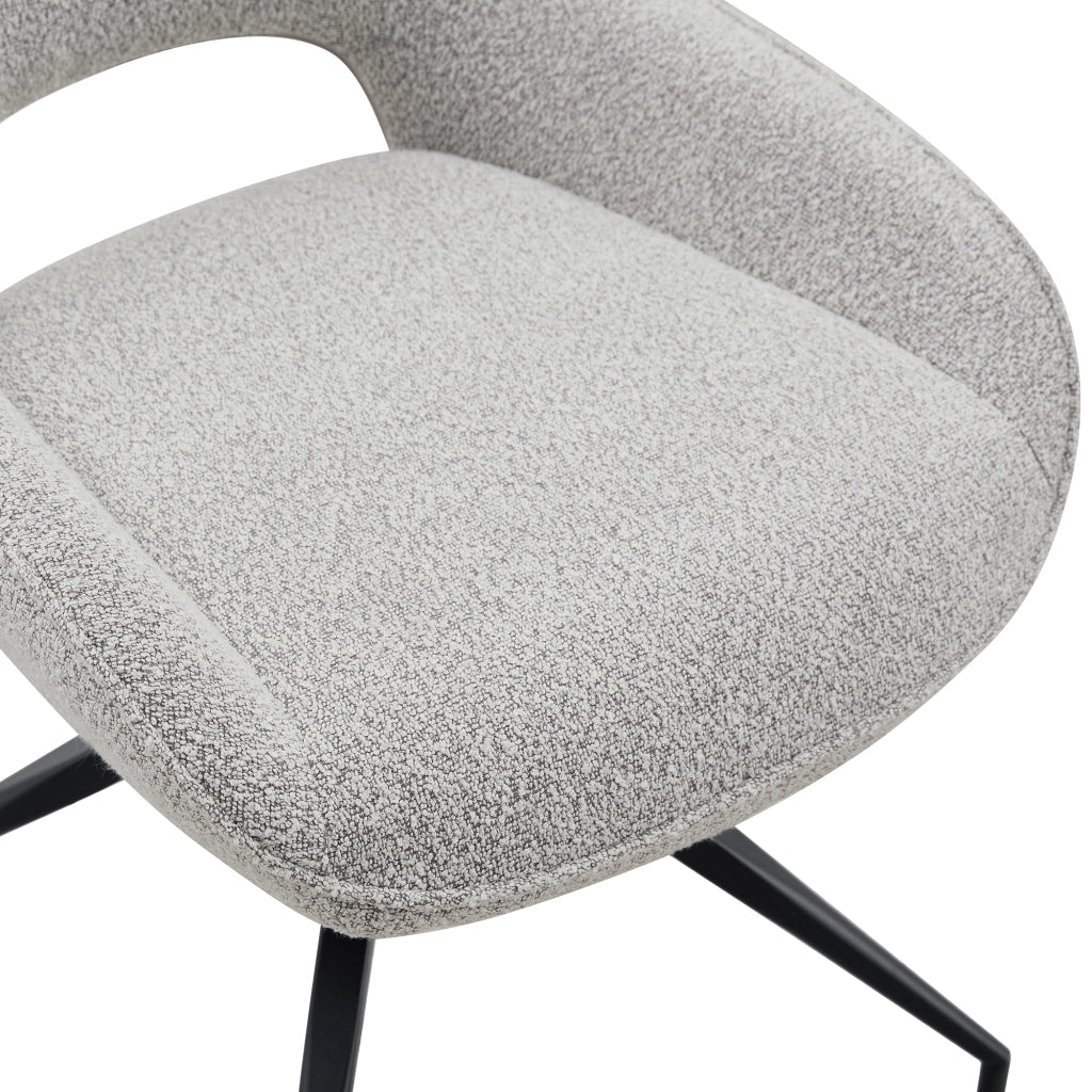 Sedia da sala da pranzo girevole a 360°; schienale ergonomico; tessuto strutturato e metallo nero e grigio beige