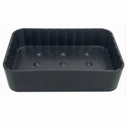 Trade Shop - Portasapone Saponetta Da Bagno Rettangolare Grigio Scuro Rigato Accessorio 79172 -