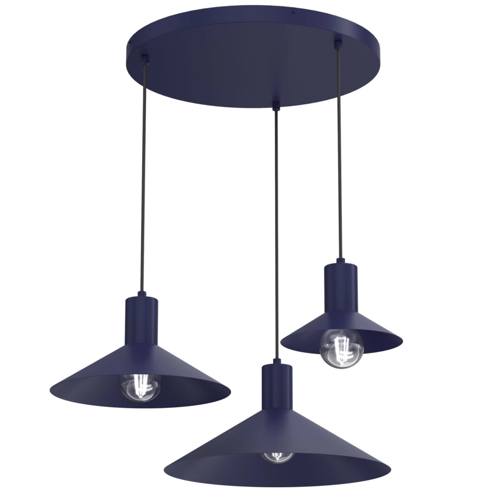 Lampada sospesa Nox 3xE27 blu metallo Luminex