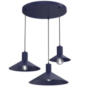 Lampada sospesa Nox 3xE27 blu metallo Luminex