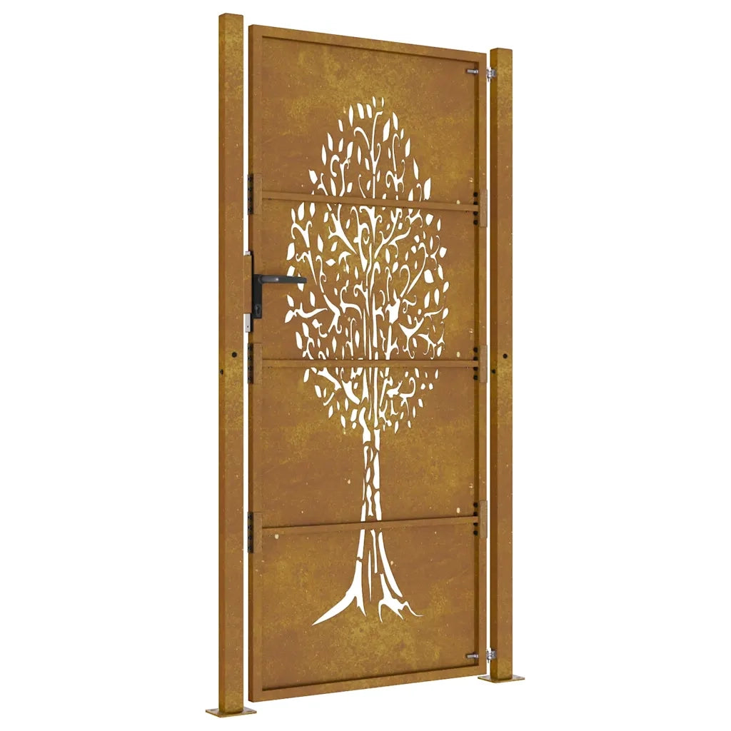 Cancello da giardino 100x175 cm in acciaio Corten con design ad albero 153164