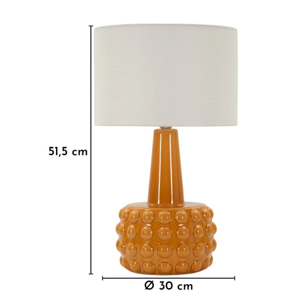 Lampada da tavolo Gress in ceramica senape e tessuto