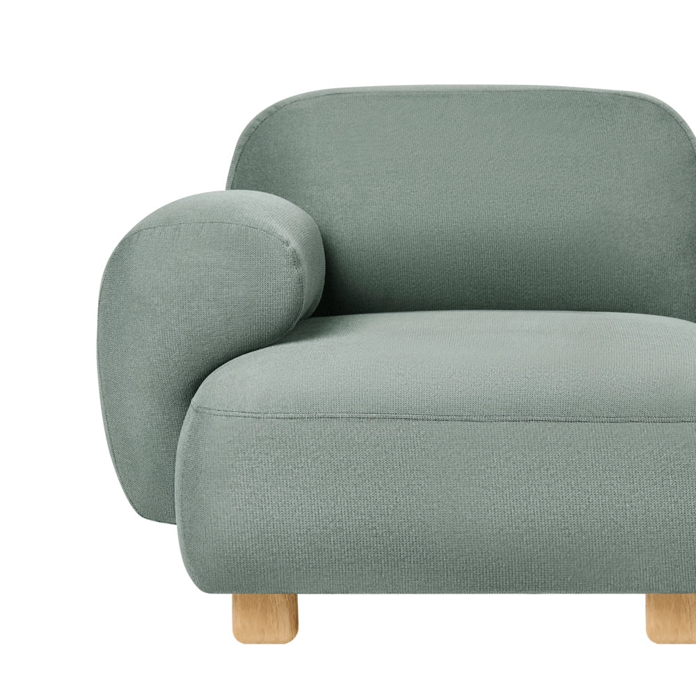 Modulo divano angolare lato destro a 1 posto con tessuto idrorepellente gambe in legno verde chiaro stile moderno a un posto