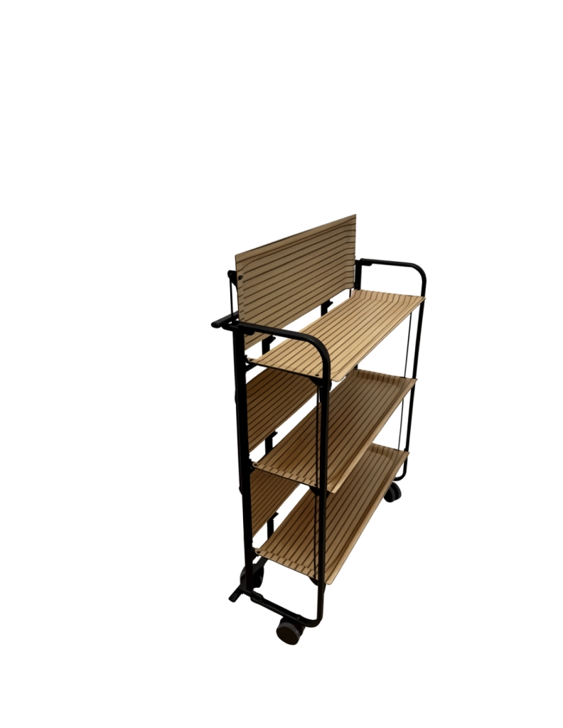 Carrello da cucina pieghevole nero con ruote BAUHAUS 3 ripiani