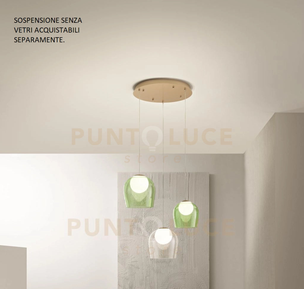 SOSPENSIONE SANTOS 3 LUCI ORO LED 3000K 1590LM 26,5W D.11-14CM SENZA VETRI