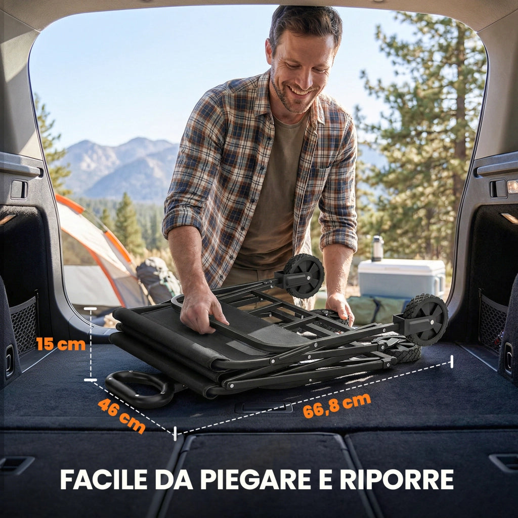 Carrello da Giardino Pieghevole ¨C Zephmum ¨C Nero, 66 Litri