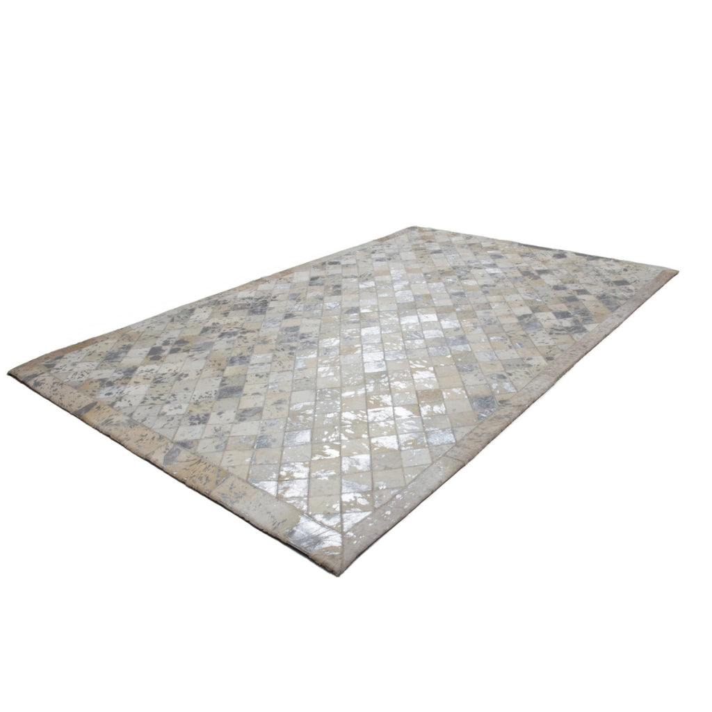 Tappeto patchwork Eclipse 200 in pelle grigio e argento