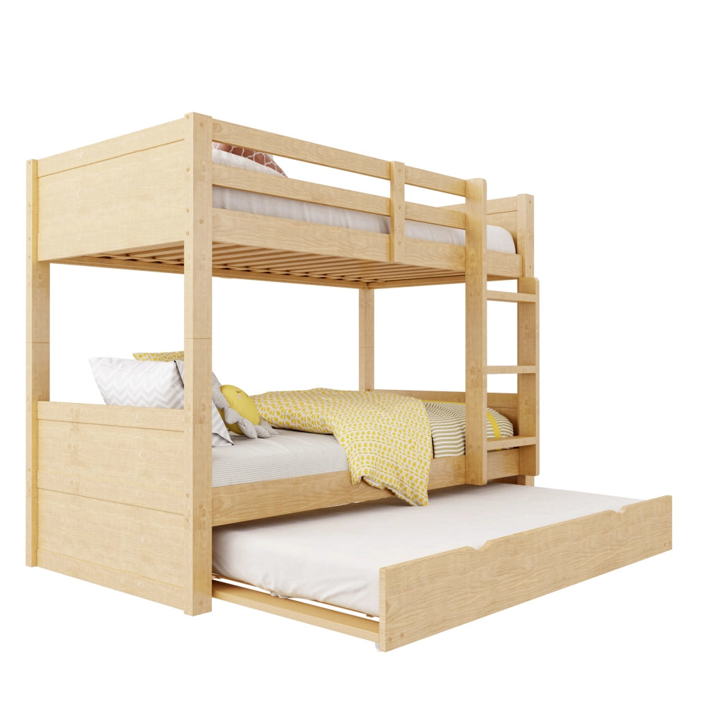 Letto a castello 90x200 cm in legno con letto estraibile; trasformabile in due letti singoli; colore legno