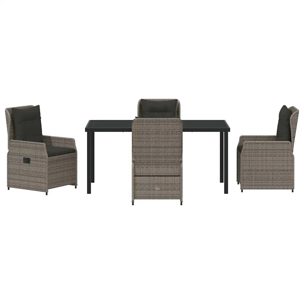Set da Pranzo per Giardino 5 pcs Grigio polyrattan 3380956
