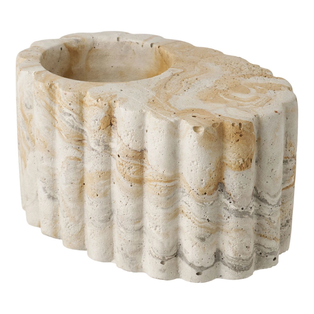 Portacandela Tealight, Beige, Cemento, 6,5x10,5x5,5 cm