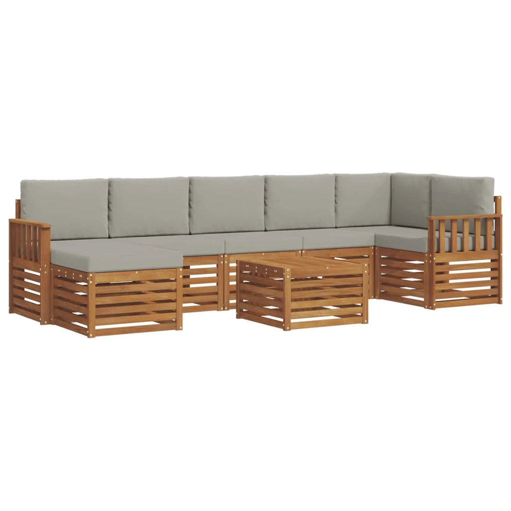 Set divano sezionale con cuscino 8 pcs Grigio Naturale e Chiaro 3375201