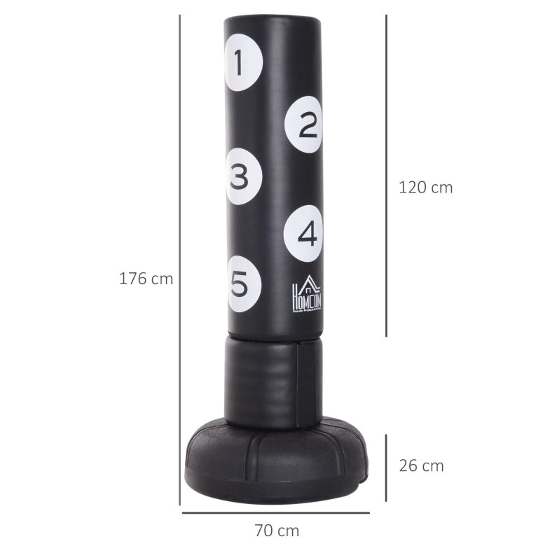 Sacco da boxe autoportante con base in plastica, 176 cm, nero