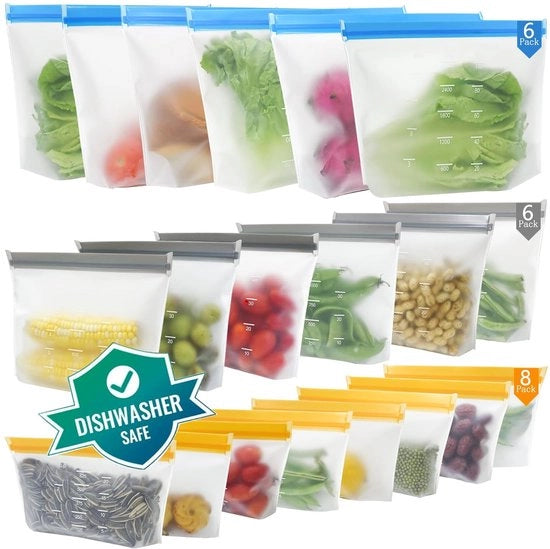 Set di tasche di silicone riciclabili - sostenibile e sicuro - con 20 pezzi