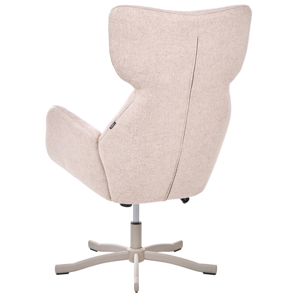 Poltrona girevole in tessuto beige con base girevole e schienale alto poltrona ergonomica